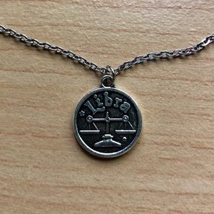 NWT Handmade Libra Zodiac Antique Silver Coin Necklace